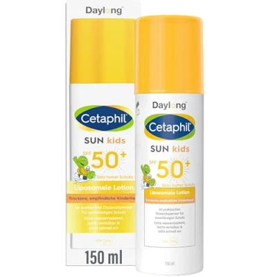 Abbildung von Cetaphil SUN Kids Liposomale Sonnenlotion SPF 50+, 150ml, Feuchtigkeitsspendender Sonnenschutz im Pumpspender für empfindliche Baby &amp; Kinderhaut, Leicht verteilbare Sonnencreme, Extra wasserresistent