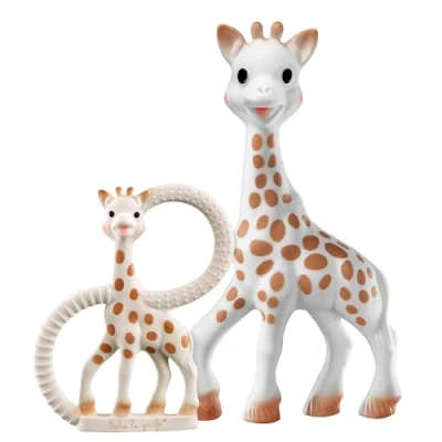 Abbildung von Sophie la Girafe Geschenkbox zur Geburt + Beißring 100 % Naturkautschuk Aktivitätsset für Kinder Frühes Lernspielzeug