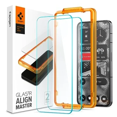 Abbildung von Spigen Gehärtetes Glass Displayschutzfolie mit Montageframe Nothing Phone (2) 2 Pack