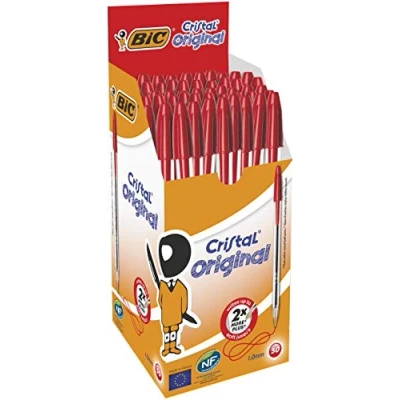 Abbildung von BIC Kugelschreiber Set Cristal Original, in Rot, Strichstärke 0,4 mm, 50er Pack, Ideal für das Büro, Home Office oder die Schule