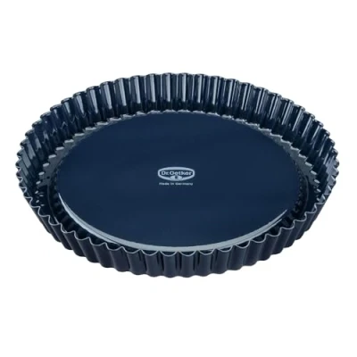 Abbildung von Dr. Oetker Obstkuchenform 28 cm Back Liebe Emaille Schnitt &amp; kratzfeste Backform mit Antihaft Beschichtung 28er Tortenbodenform in Dunkelblau