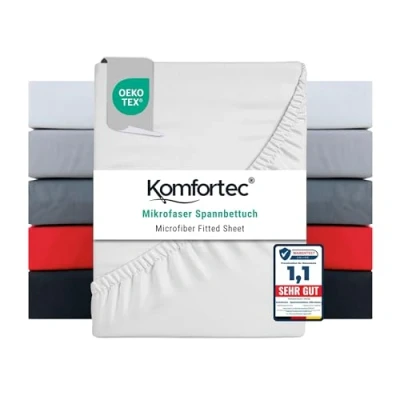 Abbildung von Komfortec Spannbettlaken 160x200 cm aus Gebürstete Mikrofaser Weiß