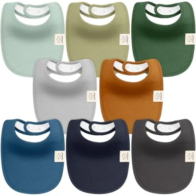 Abbildung von 8er Pack Bio Baby Lätzchen Mädchen und Jungen Baumwolle, Sabberlätzchen zum Zahnen, Weich Saugfähig Babylätzchen Abwaschbar for Säuglinge Kleinkinder Bibs (Hunter)