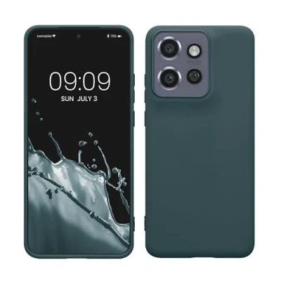 Abbildung von kwmobile Hülle kompatibel mit Motorola Edge 50 Neo/ThinkPhone 25 weiches TPU Silikon Case Cover geeignet für kabelloses Laden Dunkler Schiefer