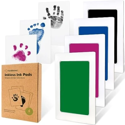 Abbildung von Handabdruck und Fußabdruck Baby Abdruckset 4pcs Tintenloses Stempelkissen Fussabdruck Set, Hand Geschenk Pfotenabdruck Set Hund (Holidays)