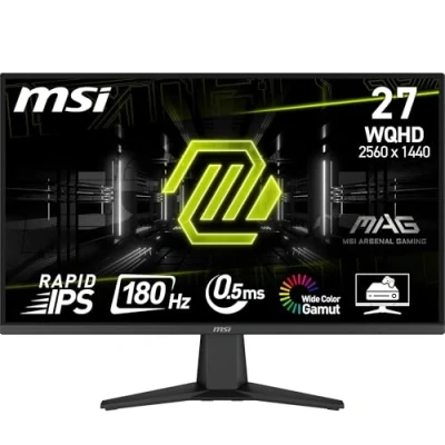 Abbildung von MSI MAG 275QF 68.6 cm WQHD Gaming Monitor 2560x1440 Rapid IPS Panel, 180Hz / 0.5ms (GtG, Min.), 101% sRGB Farbraum, rahmenloses Design, HDR Ready DisplayPort 1.4, HDMI 2.0b (WQHD@144Hz)