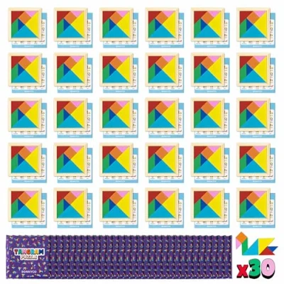 Abbildung von Tangram Kinder Mitgebsel Kindergeburtstag Gastgeschenke 30 Stück BONNYCO Puzzle Kleine Geschenke für Holz Give Aways Set Pinata Füllung