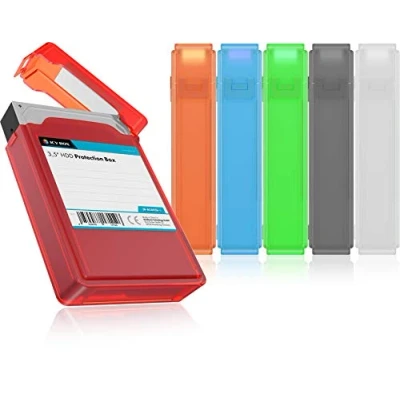 Abbildung von ICY Box 6er Set Festplatten für 3,5 Zoll HDD zum Schutz oder Aufbewahrung, stapelbar, Beschriftung, Hardcase Hülle, Kunststoff, mehrfarbig, IB AC602b 6