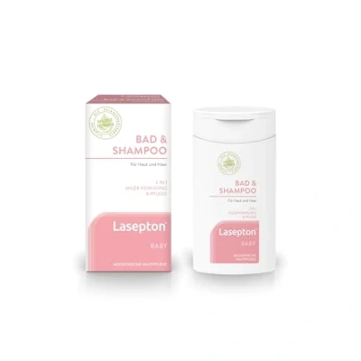 Abbildung von Lasepton BABY Bad &amp; Shampoo, 200 ml: Sanfte Pflege für Haut Haar, Babyshampoo und Schaumbad, mit Weizenprotein Aloe Vera, augenmild, ohne Silikone