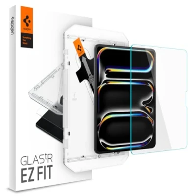Abbildung von Spigen Glas.tR EZ Fit Schutzglas kompatibel mit iPad Pro 13 Zoll M4 (2024), 7. Generation, Installationsschablone, Kristallklar, 9H Folie