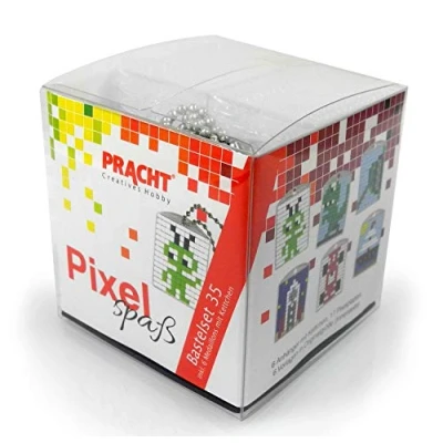 Abbildung von Pracht Creatives Hobby Pixel P90073 63501 Spaß Bastelset 35, zur Gestaltung von 6 Schlüsselanhängern für Kinder, kinderleichtes Stecksystem, ohne Bügeln und Kleben, Steinchen aus Biokunststoff