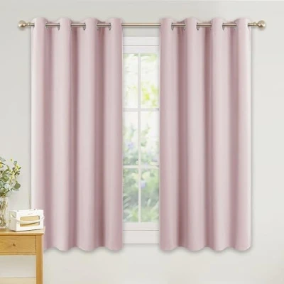 Abbildung von PONY DANCE Vorhang Kinderzimmer Verdunkelungsvorhang Ösen Kindergardinen Mädchen Ösenvorhang Blickdicht, Hellpink, 2 Stücke H 137 x B 117 cm