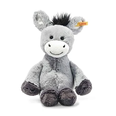 Abbildung von Steiff Kuscheltier Dinkie Esel, Süßes Stofftier mit Kunststoffaugen, Kinder, Jungen &amp; Mädchen, Friends, Plüschtier 30 cm, Hellgrau, 073748