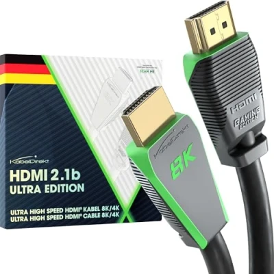 Abbildung von KabelDirekt 10K &amp; 8K HDMI Kabel, 2.1b, zertifizierte Ultra Edition für maximale Performance 2 m (48G, High Speed 2.1, 8K@60Hz/4K@144Hz, Gaming PC/PS5/Xbox, zertifiziert, grau)