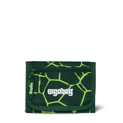 Abbildung von ergobag Brustbeutel Geldbeutel, Mini Portemonnaie mit Kleingeldfach, Sichtfenster für Mädchen und Jungen BärRex Grün