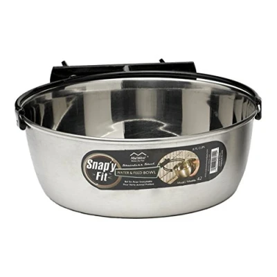 Abbildung von MidWest Homes for Pets Snap&#039;y Fit Modell 42 Edelstahl Schüssel für Haustiere, zum Befestigen an Hundeboxen und anderen Käfigen, Hunde Katzen, 1,9 l