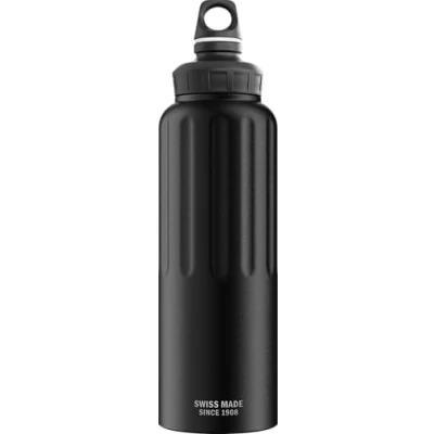 Abbildung von SIGG Alu Trinkflasche Sportflasche WMB Traveller Schwarz Klimaneutral Zertifiziert kohlensäurehaltige Getränke Auslaufsicher Federleicht BPA frei Outdoor, Sport &amp; Fitness 1,5L