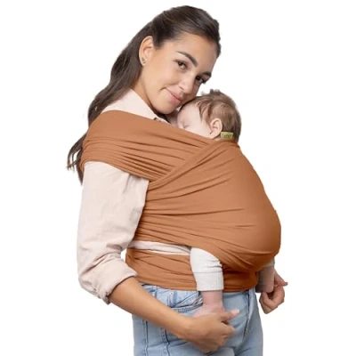 Abbildung von Boba Baby Tragetuch Neugeborene Elastisches Babytragetuch und Stilltuch für Unterwegs Einfach zu binden Babytrage ab Geburt bis 16kg (Fox)