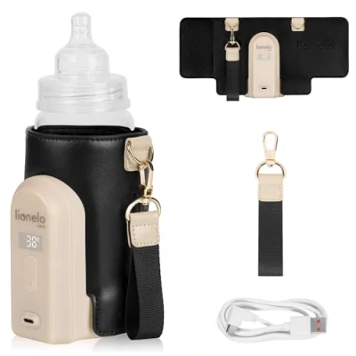 Abbildung von LIONELO Thermup Go Evo Tragbarer Babyflaschenwärmer, hält Flüssigkeiten warm, 5 Betriebstemperaturen von 38 bis 50o C, USB C Aufladung, zu 9 Stunden Betrieb, LCD Display