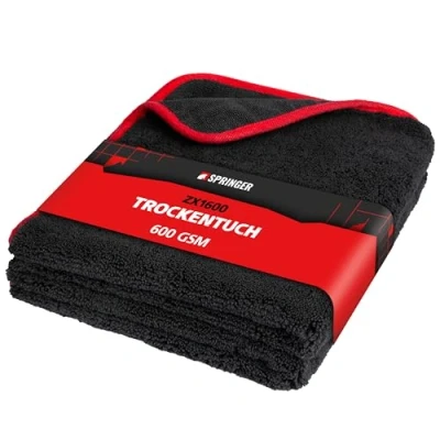 Abbildung von SPRINGER ZX1600 Auto XXL Trockentuch 90 x 60 cm Saugstarkes Mikrofasertuch Atmungsaktives und waschmaschinenfestes Reinigungstuch Lackschonend &amp; fusselfrei Soft Edge Autopflege Tuch
