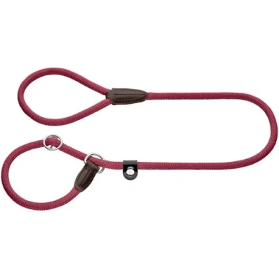 Abbildung von HUNTER Retriever Hundeleine Freestyle, Farbe: Bordeaux, integrierte Halsung, stufenlos verstellbar, witterungsbeständig, pflegeleicht, griffig, Robustes Tau mit Ledertipps, Größe: 10/170