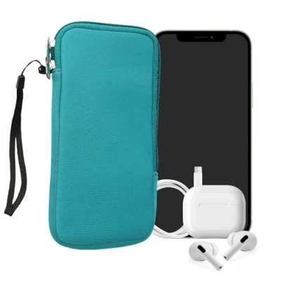 Abbildung von kwmobile Handytasche für Smartphones L 6,5&quot; Neopren Handy Hülle Türkis Tasche 16,5 x 8,9 cm Innenmaße