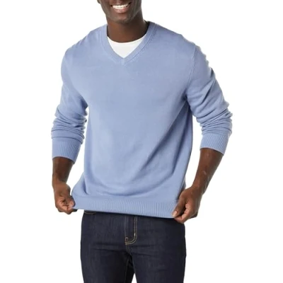 Abbildung von Amazon Essentials Herren Pullover mit V Ausschnitt (in Übergröße erhältlich), Hellblau, L