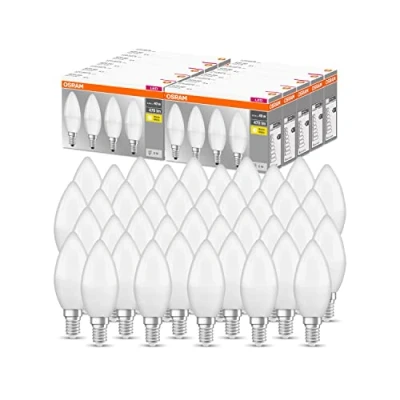 Abbildung von OSRAM LED Base Classic B, in Kerzenform mit E14 Sockel, Nicht Dimmbar, Ersetzt 40 Watt, Matt, Warmweiß 2700 Kelvin, Pack