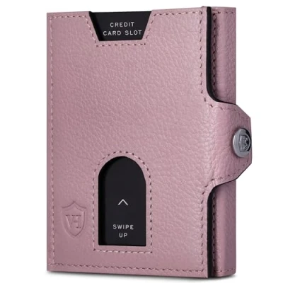 Abbildung von VON HEESEN Slim Wallet mit XXL Münzfach &amp; RFID Schutz Leder Geldbeutel Mini Geldbörse für Herren und Damen Kartenetui Echtleder Karten Portemonnaie klein Kreditkartenetui Lavendel
