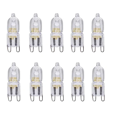 Abbildung von Osram 10er Pack Stiftsockellampe 20 Watt G9 HALOPIN 66720 230 Volt dimmbar warmweiß 235 Lumen Halogenstift Halogenstecksockellampe