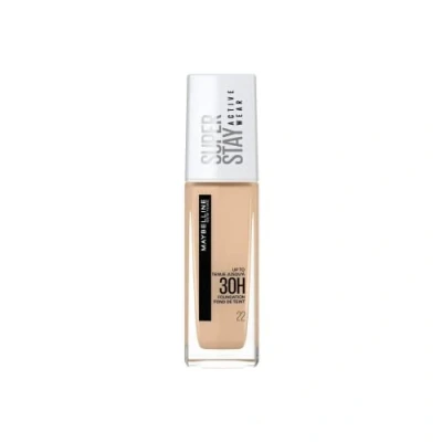 Abbildung von Maybelline New York Wasserfestes Make up, Foundation mit hoher Deckkraft, Langanhaltendes Gesichts Super Stay Active Wear, Farbe: Nr. 22 Light Bisque (Hell), 1 x 30 ml