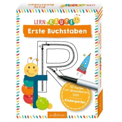 Abbildung von Lernraupe Erste Buchstaben: 50 Karten mit abwischbarem Stift Übungsmaterial für den Kindergarten