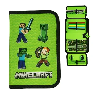 Abbildung von Minecraft Federmappe Kinder Federtasche Etui Pencil Case Federmäppchen Schulmäppchen Stifteetui Federpenal Mäppchen gefüllt Schreibwaren (Steve Alex) (Alex Steve)