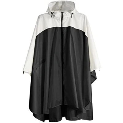 Abbildung von ANYOO Wasserdicht Radfahren Regen Poncho Portable Leichte Regenjacke Mit Kapuze Fahrrad Compact Cape Wiederverwendbare Unisex für Backpacking Camping Outdoors,Geometry,Einheitsgröße