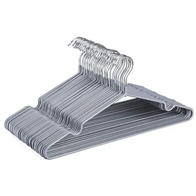Abbildung von HOUSE DAY Kleiderbügel Metall Grau 40 Stück Gummibeschichtet rutschfest Stabil Platzsparend Dünn Schmal 0,6cm Dick