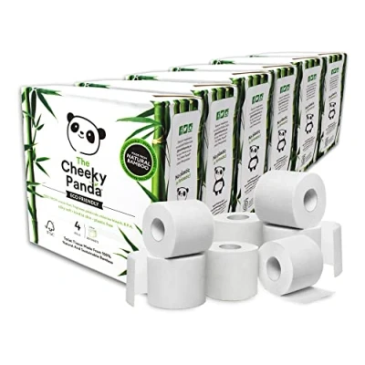 Abbildung von The Cheeky Panda Bambus Toilettenpapier 3 Lagig Großpackung 24 Rollen x 200 Blatt (4 6) Klopapier Plastikfrei Verpackt Eco WC Papier