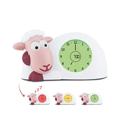 Abbildung von ZAZU Sam The Lamb Uhr Schlafcoach und Nachtlicht für Kinder Bringt Ihrem Kind mit visuellen Indikatoren bei, wann es aufwachen soll Einstellbare Helligkeit Automatische Abschaltung