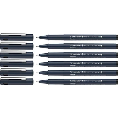 Abbildung von Schneider Pictus Fineliner (Strichstärke 0,7 mm, dokumentenechte Pigmentliner, metallgefasste Spitze, Gehäuse aus 85% recyceltem Kunststoff) 6er Pack, schwarz