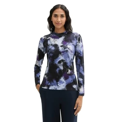 Abbildung von TOM Tailor Langarmshirt, Damen, Größe: Large, Artistic watercolor design