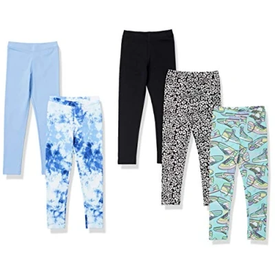 Abbildung von Amazon Essentials Mädchen Leggings, 5er Pack, Aquablau/Batik/Blau/Herzen/Schwarz, 6 7 Jahre
