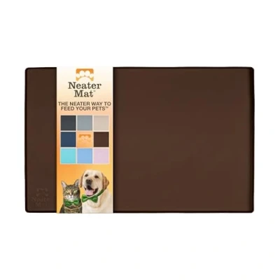 Abbildung von Neater Pet Brands Napfunterlage Hund und Katzen Wasserdicht Silikon Hundenapf Unterlage Futtermatte Schützt Böden vor Futter Wasser (48,3 x 30,5 cm, Braun)