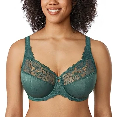 Abbildung von DELIMIRA Damen Minimizer BH ohne Einlagen mit Spitze Bügel Große Größen Mitternachtssmaragd 110E