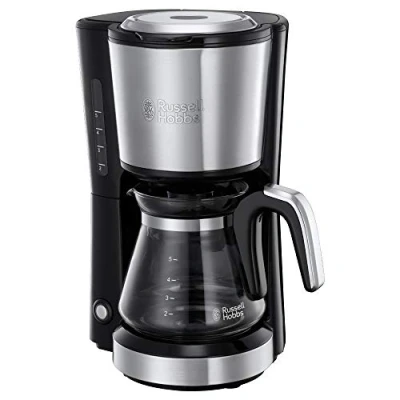 Abbildung von Russell Hobbs Kaffeemaschine Mini [Brausekopf für optimale Extraktion&amp;Aroma] Compact (max 5 Tassen, 0,6l Glaskanne, inkl Permanentfilter, Warmhalteplatte) kompakte Filterkaffeemaschine klein 24210 56
