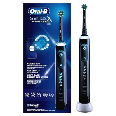 Abbildung von Oral B Genius X Elektrische Zahnbürste/Electric Toothbrush, 6 Putzmodi für Zahnpflege, künstliche Intelligenz &amp; Bluetooth App, Geschenk Mann/Frau, Designed by Braun, schwarz