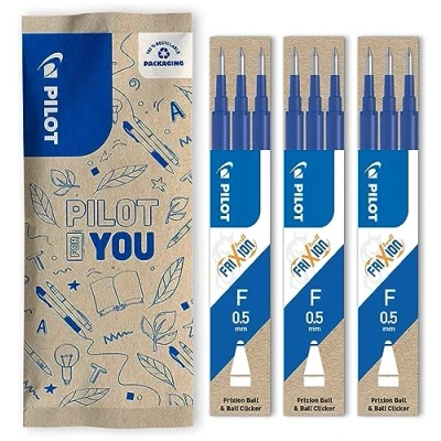 Abbildung von PILOT FriXion Ersatzminen 0.5 Farbe Blau Nachfüllminen mit radierbarer Tinte Kompatibel Ball &amp; Clicker feine Stärke Gel Tintenrollermine, 1 Stück (3er Pack)