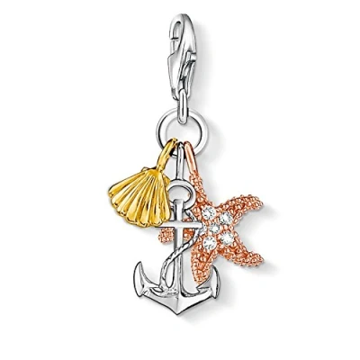Abbildung von Thomas Sabo Damen Charm Anhänger Muschel Anker Seestern Club 925 Sterling Silber 0919 425 14