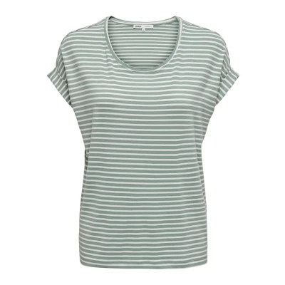 Abbildung von ONLY Onlmoster Stripe O NECK Tshirt print, Damen, Größe: Small, Jadeite/cloud dancer