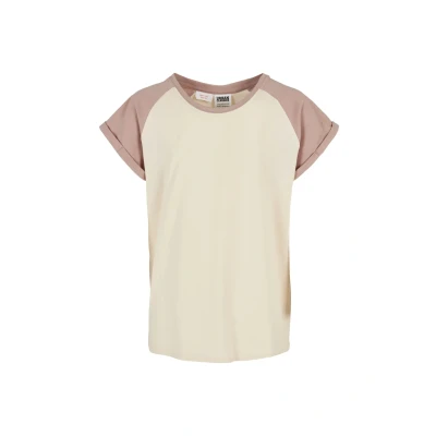 Abbildung von Urban Classics Contrast Raglan Tshirt print für Kinder, Größe: 134/140, Whitesand duskrose
