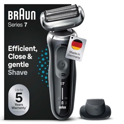 Abbildung von Braun Series 7 Elektrorasierer 360 Flex mit Präzisionstrimmer, Trimmer &amp; Rasierer Herren Elektrisch, Wet Dry, rasierapparat, trockenrasierer, Made in Germany, 71 N1200s, Schwarz