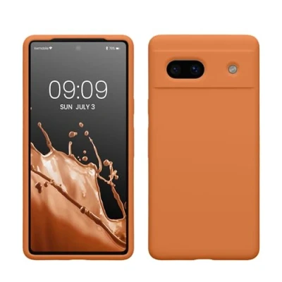 Abbildung von kwmobile Handyhülle für Google Pixel 7a Hülle, Case Hülle Silikon kabelloses Laden Warme Aprikose